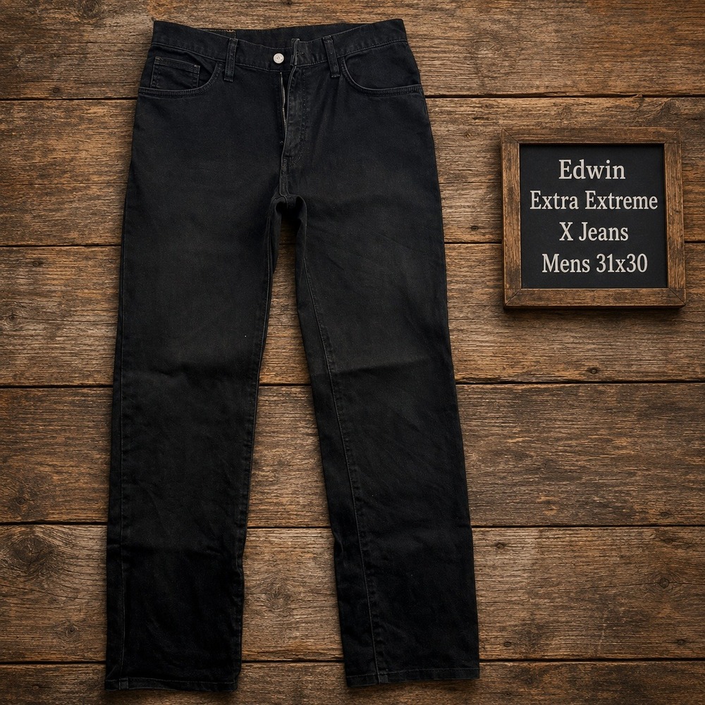 Edwin Extra Extreme X Jeans Mens 31x30 Black Canvas Straight Leg Pants